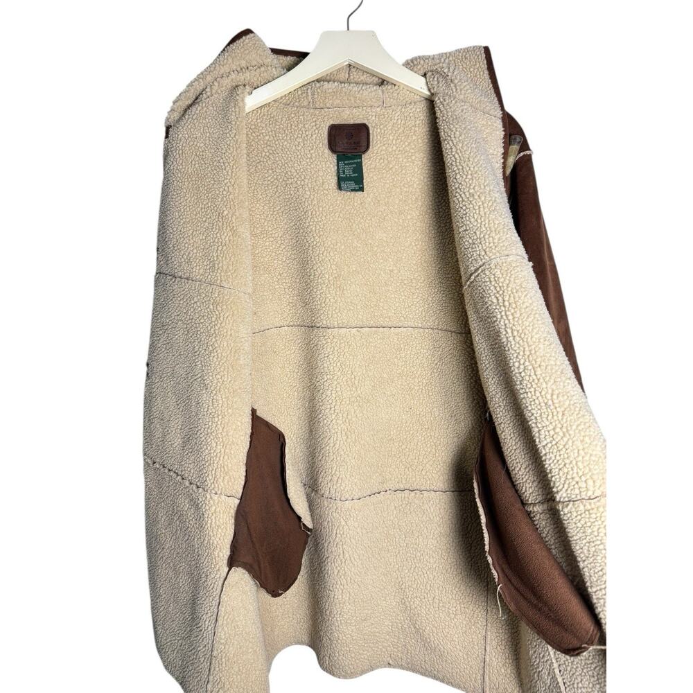 Ralph Lauren Jacket Womens Large Faux Suede Sheerling Brown Lobster Claw 90s - Picture 3 of 5
